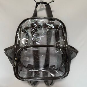 Clear Backpack Transparent Waterproof See Trough (Black trim) NWOT 12x10.5"
